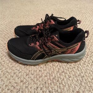 ASICS Black and Pink Athletic Shoes